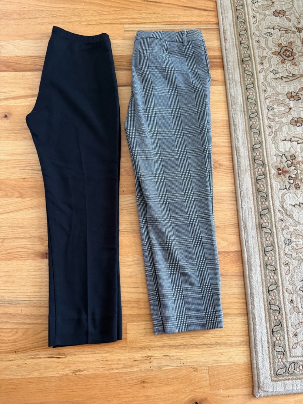 Black Slim Trousers & Gray Glen Plaid Pants - Versatile Workwear Duo size 6